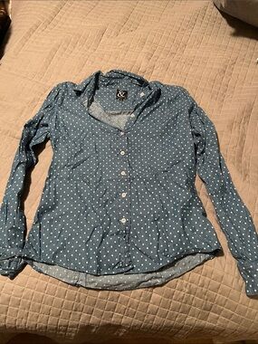 Ampersand ave Blue Polka Dot Long-Sleeve Shirt